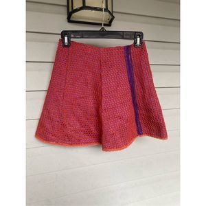 Cecilia Prado Orange Mesh Overlay Purple Mini Skirt, Size Small / Petite